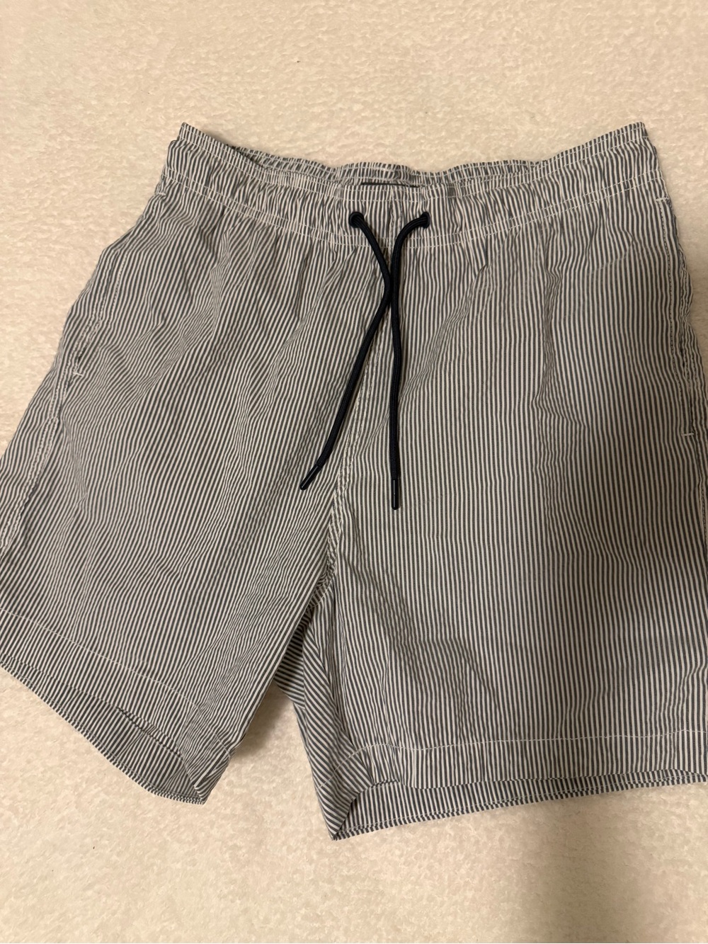 H&M Men's Black and White Pinstripe Swim Trunks
